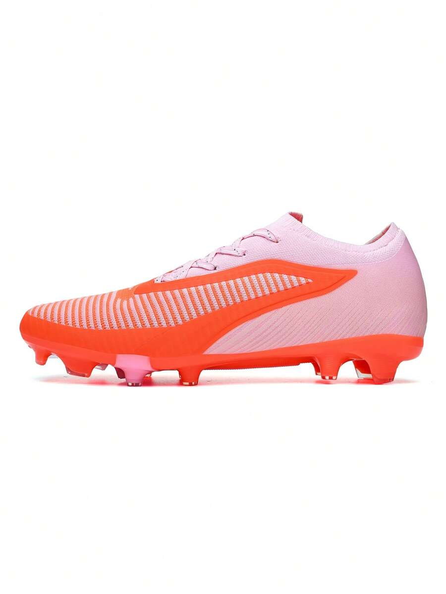 New Men's Lace-Up Soccer Shoes, Breathable All-Season Soccer Shoes, Low-Top Soccer Shoes - Pink - View 1