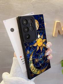 1件太陽月亮星星復古神秘印花黑色啞光UV彩繪平面印花TPU手機殼，波希米亞風．中世紀塔羅．占星復古風格，鏡頭保護細節設計手機殼，相容手機殼與Galaxy手機殼，相容 11/17/17 Pro/17 Pro Max/Galaxy手機殼，快速出貨，適合母親節、情人節、生日、復活節、春季、開學季、暑假禮物及日常使用 #SunMoonStarCase #BohemianRetroCase #MysticalAstrologyCase - 黑色 - 查看 7
