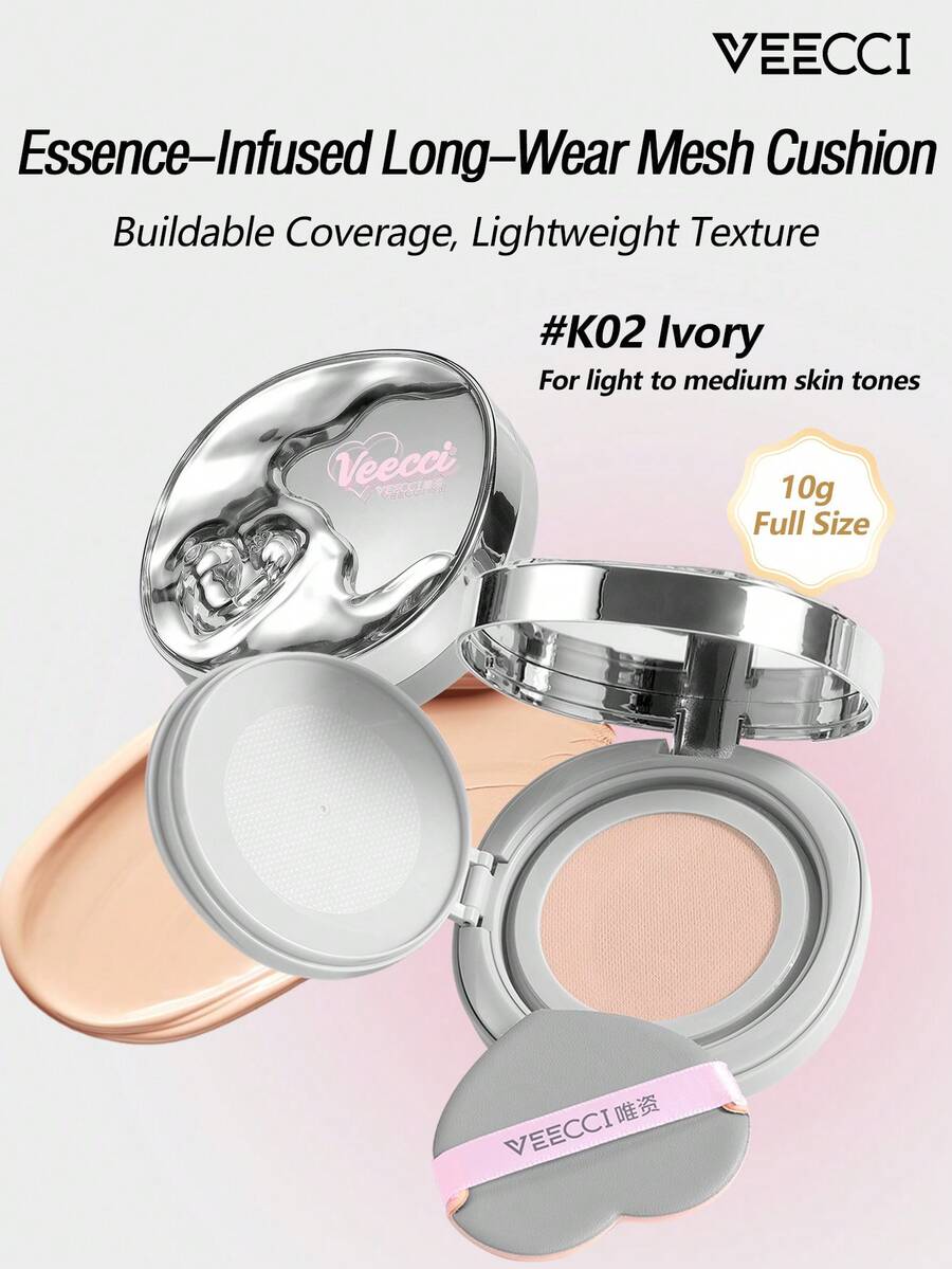 VEECCI 持久遮瑕、保湿、控油BB霜粉底液，适合混合性至干性肌肤，高遮瑕度网状定妆，持久持妆 - #K02 Ivory 10g - 查看 1