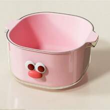 1pc Cute Dopamine Dual Layer Plastic Fruit & Vegetable Washing Colander, 2-In-1 Thickened Kitchen Cleaning Basket - Multicolor - View 12