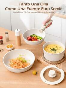 Set de Cocina de 22 Piezas, Set de Cocina de Sartén antiadherente, Set de Cocina Multiusos, Set de Cocina Completamente Envuelto con Tapa de Vidrio con Mango Térmico, Apto para Lavavajillas, Diseñado Ergonómicamente - Albaricoque - Ver 11