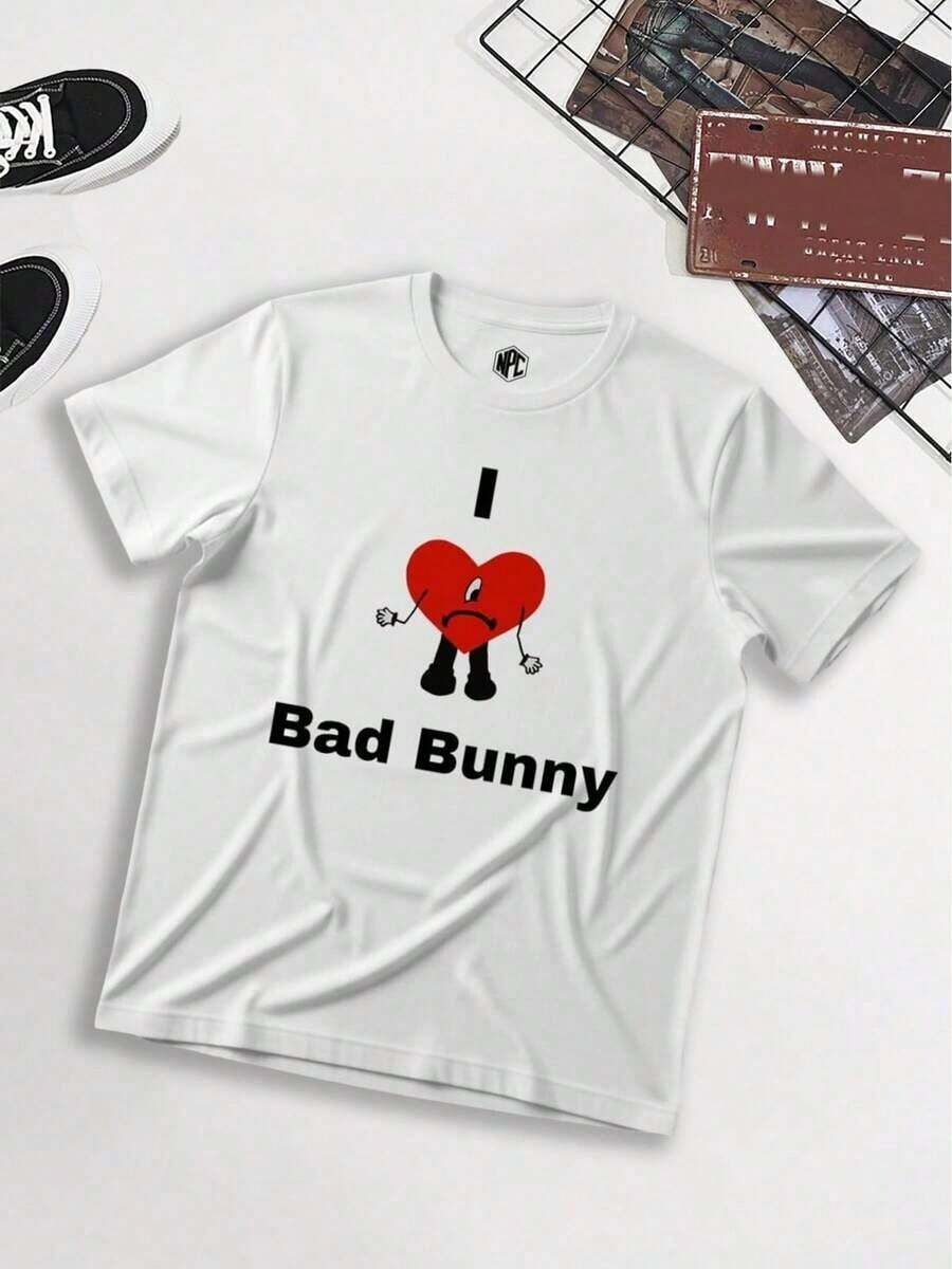 Y2K Tops, Bad Tee Bunny Rabbit Logo Cartoon Crew Graphic Oversized Tee, Streetwear, Vintage, Hip Hop Cute Rebel, Aesthetic, Baggy,   For Men - 白色 15 - 查看 1
