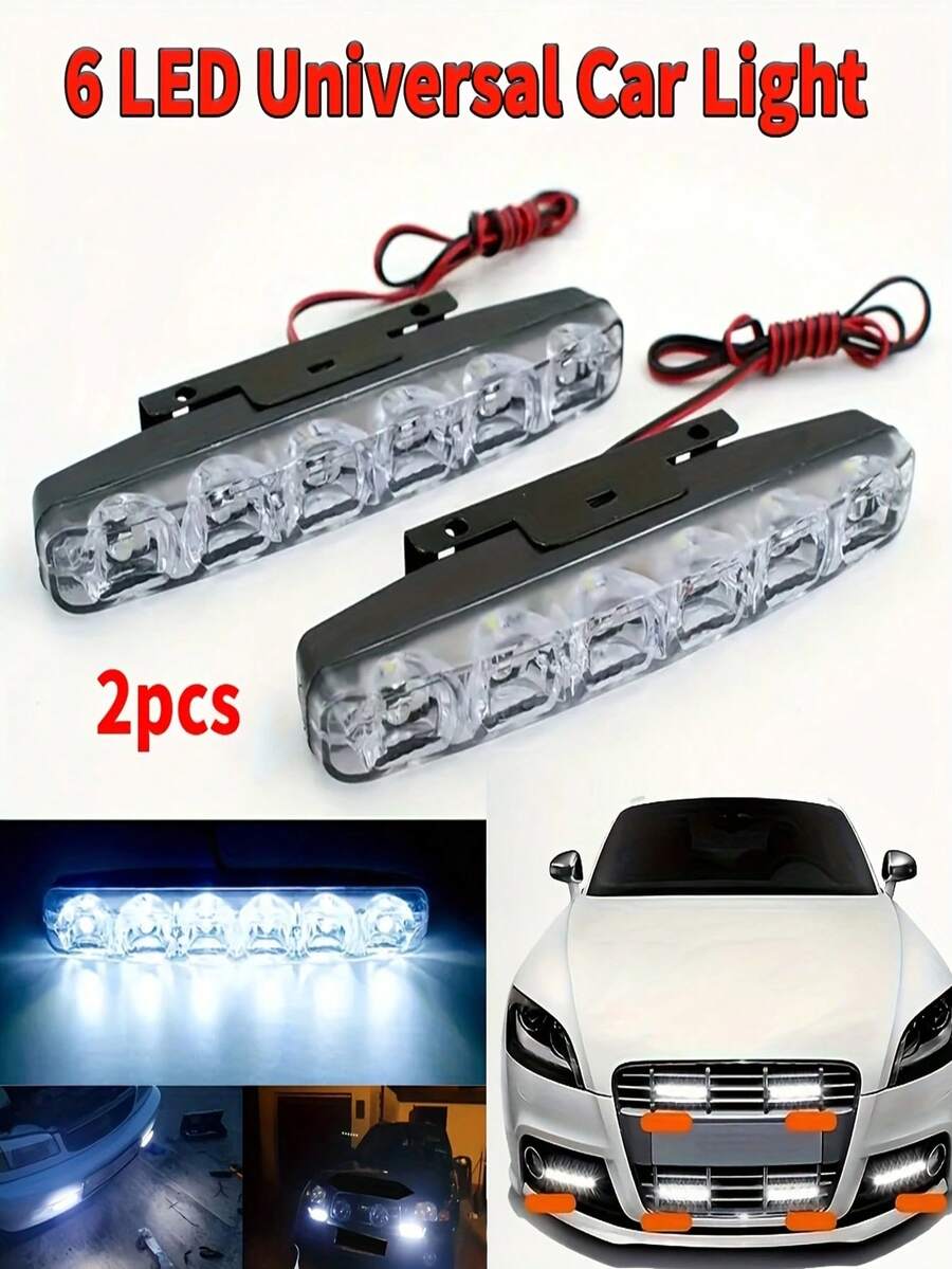 Universal DC 12V DRL 6 LEDs Car Styling Car Daytime Running Lights Car Daytime LED Light Car Auto Motorcycle Light Assembly Driving Fog Light