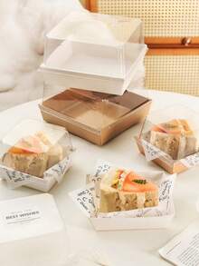 50/100个装提拉米苏蛋糕包装盒 - 烘焙糕点外卖盒 - 适用于包装三明治、提拉米苏、肉松面包、蛋挞等糕点，厨房保鲜用品，家居收纳，家居装饰 - 彩色 - 查看 5