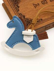 Cute Leather Horse Pendant Car Interior Decor Hanging Ornament, Adorable Rearview Mirror Decoration - Blue - View 2