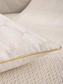 Miater 1pc/2pcs Gold Jacquard Faux Silk Throw Pillow Cover, Luxury Geometric Pattern Home Decor For Living Room Sofa, Spring/Summer - Beige - View 2