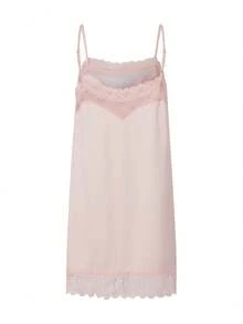 Women Patchwork Lace Cami Dress Fitted Square Neck Spaghetti Strap Mini Dresses For Daily Party Club - Champagne - View 2