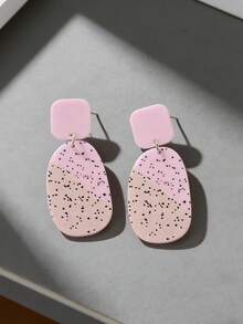A Pair Of Gorgeous Wind Square Ellipse Black Spot Fashion Cute Clay Texture Acrylic Earring - New - View 10