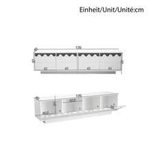Nowoczesna szafka RTV z 4 drzwiami i falistym wzorem – stylowe rozwiązanie do przechowywania w salonie, jako szafka RTV lub centrum multimedialne, 170 x 40 x 45 cm - Biały - Zobacz 5