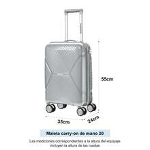 YC-HOGAR Maleta modelo Maleta de cabina Pequeña 20 Pulgadas Equipaje de Cabina de Mano con Ruedas Silenciosas y Asa Telescópica, Bloqueo de Combinación, Ligera, Duradera, Negro Gris Azul Claro Blanco Grisáceo - Gris Claro - Ver 2