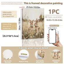 1幅帆布墙画 - 婴儿房装饰 - 复活节艺术，复古复活节兔子挂饰，复古复活节兔子设计：春日野花田野中的复活节兔子画作，复活节农舍装饰，带框婴儿房墙画，非常适合游戏室、婴儿房和儿童房装饰 - 彩色 - 查看 16