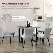 Set Of 4 Dining Chairs, Kitchen Chairs With Backrest, Grey Velvet-Look Upholstery, Sturdy Steel Frame, 46 X 65 X 87 Cm - 灰色 - 查看 4