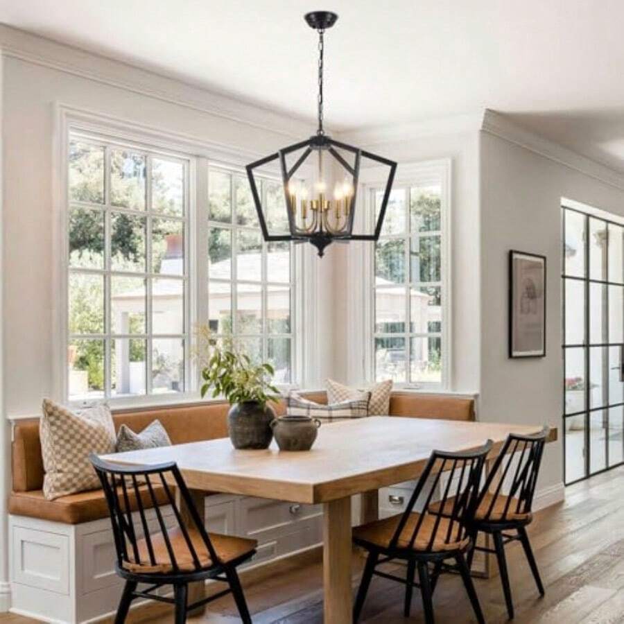 Lámpara de Techo Modernas 6 Luces Vela Rústico Candelabros Montaje Semi Empotrado Candiles de Techo Modernos para Comedor Sala de Estar Dormitorio Cortijo-003 - 5 luces-negro y oro - Ver 1