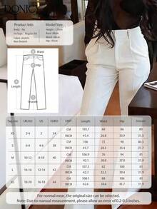 DONICY Quần tây dài ống loe màu trơn dành cho nữ mùa xuân/hè, kiểu dáng thời trang retro thanh lịch, phù hợp cho sinh hoạt hàng ngày, công sở, tiệc tùng, ngày lễ tình nhân, lễ hội. - trắng - Xem 4