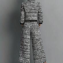 A Stylish And Elegant Long-Sleeve Blazer With A Notched Collar And Single-Breasted Buttons, Paired With Straight Wide-Leg Trousers - Mixed Color - View 4