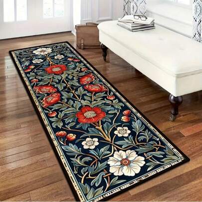 1pc Floral Pattern Hallway Doormat, Suitable For Home Decor, Office, Outdoor - Elegant Botanical Series Corridor Mat, Welcome Entrance Rug