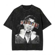 Malachi Barton T Shirts Hip Hop Washed Cotton High Street T-Shirts Vintage For Men Women Tops Streetwear Graphic Tee Shirt - 黑色 - 查看 1