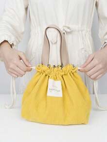 Cord-Leinwand Lunch Tasche, Kordelzug Picknick Tuch, kleine Handtasche, Lunchbox, Lebensmittel Aufbewahrungstasche - Verschiedenfarbig - Übersicht 4