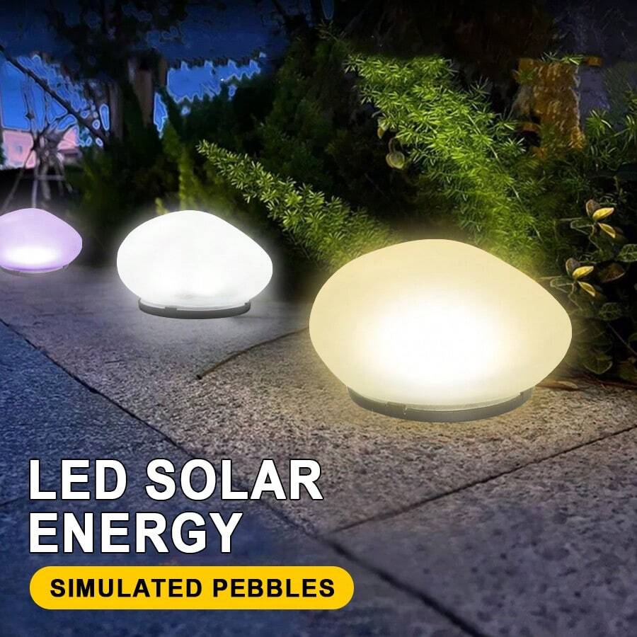 Solar Powered Pebble Rock Pathway Lights, Outdoor Garden Lawn Landscape Lighting - Pebble Lamp - View 1
