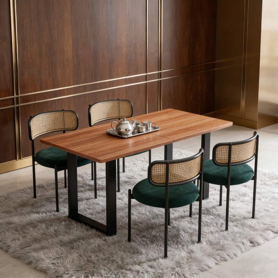 Dining Chairs - Green + Velvet-1 - View 1