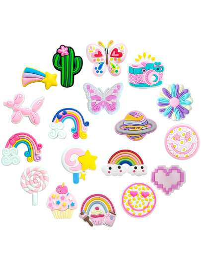 Bộ 18 món phụ kiện giày màu hồng tối giản, phụ kiện giày màu hồng, bộ phụ kiện giày màu hồng - Trang trí giày bằng PVC, trang trí giày phong cách đường phố sáng tạo, phụ kiện DIY hoàn hảo có thể tháo rời - Quà tặng Giáng sinh và sinh nhật lý tưởng, bộ phụ kiện giày họa tiết hoạt hình dễ thương, trang trí giày bằng PVC, thích hợp cho túi đi biển, bộ phụ kiện giày, quà tặng sinh nhật, Giáng sinh, Ngày Valentine, tiệc Halloween sáng tạo.