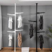 Adjustable Vertical Hanger, Independent Wardrobe Hanger With 6 Adjustable Hooks, Multi-Functional Hanger Bracket - Black - View 9
