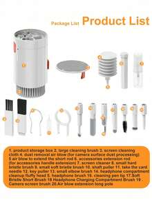 20-In-1 Multi-Functional Cleaning Kit: Keyboard/Headphone/Laptop/Phone Cleaning Tools (White) - White - View 10