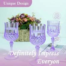 紫色菱形纹理香槟杯，时尚菱格纹鸡尾酒杯，婚礼、派对、户外野餐必备 - 彩色 - 查看 7