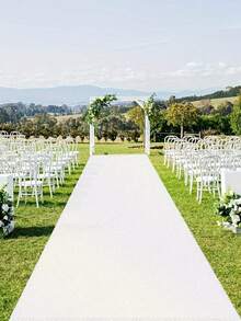 1pc Shiny White Wedding Aisle Carpet, Romantic Wedding Aisle Decor, Wedding Decoration, Birthday Party Decor, Wedding Party Supplies, Bridal Shower, Suitable For Hotel Banquet, Celebration Events And Party Ceremonies, Church Ceremony Decoration - White - View 8