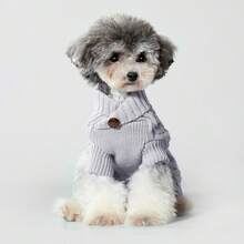 UFBemo 1pc Spring/Autumn Cable Cable Pattern Pet Sweater, Soft Material Suitable For Cats And Small/Medium Dogs, Indoor Clothing - Grey - View 10