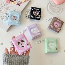 1 Piece Of Leopard Print Series Wings Bow Fish Cake Pattern Girl Heart Cartoon 2-Inch Pendant Small Photo Album, Student Bow Star Chasing ID Photo Card Album Storage Book - Wings Album - View 3