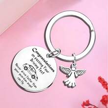 Casual Zinc Alloy Cute & Elegant New Driver Keychain, Unisex Driving Gift For Daughter, Son, Parents Guardian Angel Car Key Chain - Silver - View 7