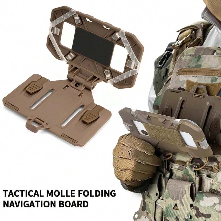 Soporteáctico para teléfono MOLLE, tablero de navegación plegable, equipo de sujeción para teléfonoóvil, accesorios para chaleco de caza Airsoft - Negro - Ver 1