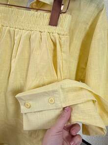 Women's Imported Linen Shirt / Button / Lining / / Women's - Kuning - View 2