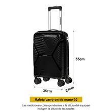 YC-HOGAR Maleta modelo Maleta de cabina Pequeña 20 Pulgadas Equipaje de Cabina de Mano con Ruedas Silenciosas y Asa Telescópica, Bloqueo de Combinación, Ligera, Duradera, Negro Gris Azul Claro Blanco Grisáceo - Negro - Ver 2