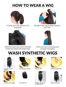 Layered Half-Up Ponytail Synthetic Wig, Realistic Hair, Relaxed Waterfall Wig Ponytail - Multicolor - View 7