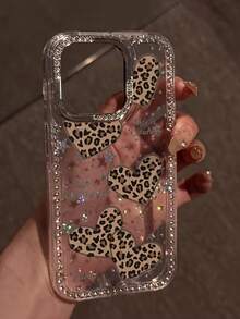 1pc Luxury Studded Star, Heart, Leopard Print Shiny Shock-Proof Full Coverage Phone Case, Suitable For IPhone 17, 17 Air, 17 Pro, 17 Pro Max, 11/12/13/14/15/16/16 Plus, Sparkling Diamond Full Body Phone Case - Clear - View 7