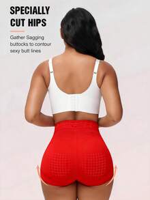 Christmas Women Shapewear, Classic Everyday Wear Butt Lifting Shaping Panties - Red - View 4
