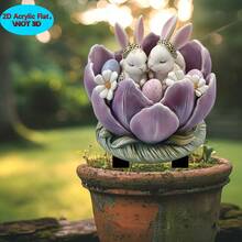 复活节快乐 2D 亚克力花园装饰牌，可爱兔子和彩蛋庭院标牌，防风雨户外春季装饰，宗教节日草坪装饰品，基督教复活节花园装饰 - A - 查看 11