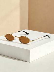 1副金属女士装饰时尚眼镜，高品质设计，可减少阳光强度，适合日常佩戴。 - 金色 - 查看 7