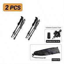 ChaoYi Portable Hiking Sticks,Aluminum Hiking Pole,Foldable And Portable Climbing Sticks,Climbing Sticks For Trail Running,1pc, Black - 黑色 - 查看 13