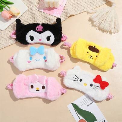 SANRIO 1/Chiếc Mặt Nạ Ngủ Hình Cuộn Quế Bằng Vải Nhung - Thiết kế hoạt hình dễ thương, Lớp phủ cản sáng mềm mại, Mặt Nạ Ngủ Cản Sáng, Phù Hợp Với Mọi Loại Da Đầu Màu Nâu Sáng, Đặc Trưng Bởi Vẻ Ngoài Đẹp Mắt Và Tính Thực Dụng, Cảm Giác Mềm Mịn Như Quà Sinh Nhật, Ngày Valentine, Đám Cưới, Khách Sàng, Tiệc Tụng, Phụ Kiện Du Lịch, Lựa Chọn Hoàn Hảo Cho Người Mất Ngủ