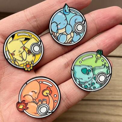 4枚动漫卡通人物胸针，可爱别致，适合别在背包、衣服、配饰上，也可作为朋友礼物。