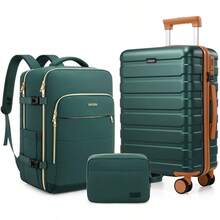 UKEIN Luggage Set, PC Hardshell 20inch Carry On Luggage Set With Spinner Wheels, TSA Lock, Suitcase With Travel Backpack & 1Packing Cubes (Black, 1 Piece Set(20IN) - Green - View 1