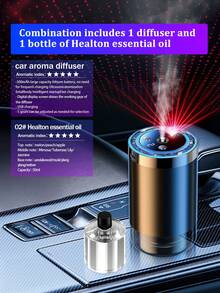 智能车载香薰机 - 智能启动快速充电功能 - 5 种工作模式，车载电动空气清新剂，配备投影星光灯，迷你车载空气加湿器，浓度可调，自动启停，USB 充电，内置电池，彩色 LED 灯环，适用于汽车、办公室、浴室、卧室、宠物房以及新车配件，6 种精油可供选择。 - 黑色 - 查看 8