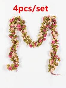 1/4pcs Artificial Rose Vine, Decorative Floral Garland For Home, Dining Table, Bedroom, Wedding Venue, Garden, Valentine's Day Gift - Multicolor - View 7