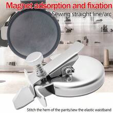 New Multi-Function Magnetic Sewing Gauge, Enlarged Magnet, Universal For Flat Sewing Machine, Edging, Straight Line, Arc, Anti-Curling, Adjustable Thickness - One Enlarged Round Multi-functional Magnet Gauge - View 6