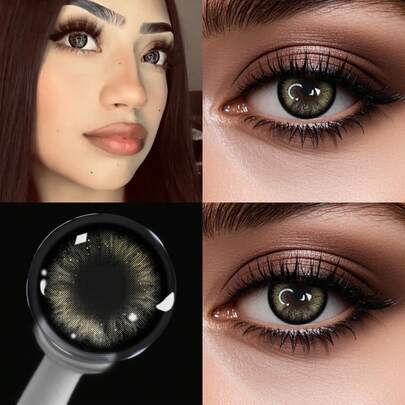  Lalens Black Color Contact Lenses, 2pcs/Pack, 1 Year Replacement, Small Pupil Diameter 14.0/14.2/14.5mm, Base Curve 8.5/8.6mm, UV Protection, Suitable For Cosplay, Makeup, Fits Light Brown And Dark Brown Eyes, Can Enlarge Eyes, Suitable For Ramadan, Valentine's Day, Autumn/Winter, Y2K Parties, Unisex, Fits All Face Shapes