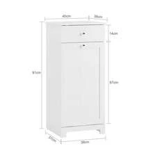 SoBuy Laundry Cupboard With Fold-Out Laundry Bag, Laundry Chest, Laundry Hamper With Drawers, Laundry Basket, Bathroom Cabinet, Bathroom Furniture, Approx. 40x91x38cm (WxHxD), BZR21 - White - View 4