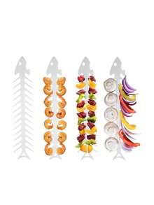 1pc Stainless Steel Fish Bone Shaped Barbecue Skewer, Outdoor Camping Grilling Meat Kebab Tool - Fishbone Shape - View 6